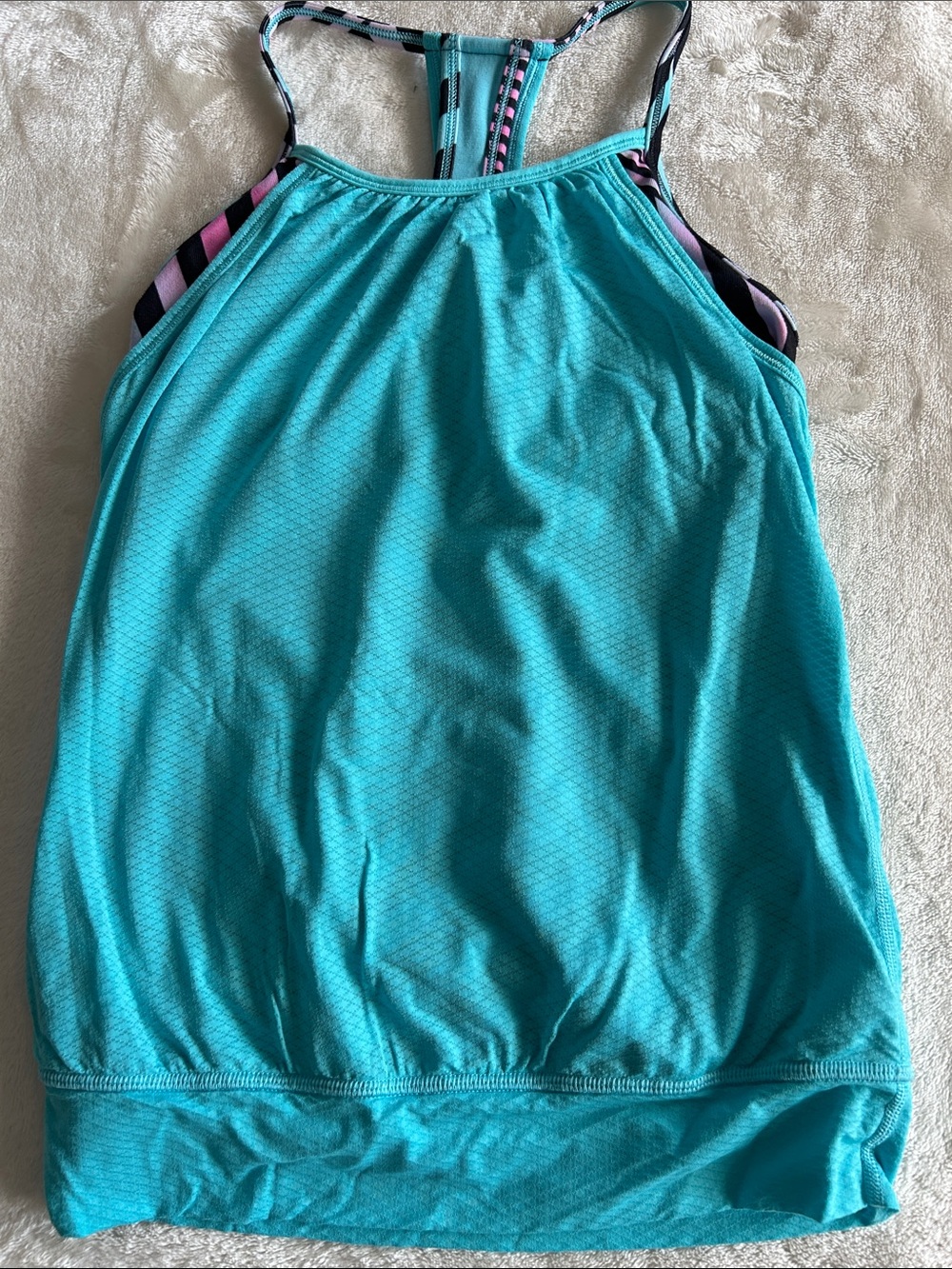 Ivviva  Teal Atlhetic Tank with Striped Racerback Size 10